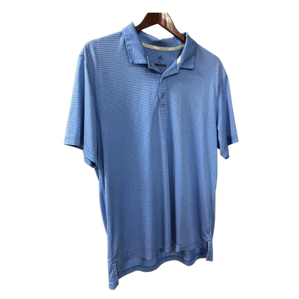 Adidas Men’s Blue Striped Golf Polo Shirt Size XL